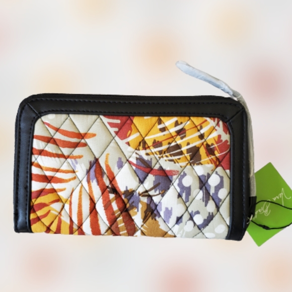 Vera Bradley printed quilted pushlock zip around wristlet, yellow…